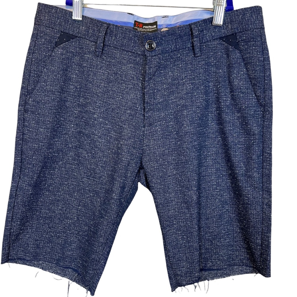 Tailored Recreation Premium Shorts Mens 32 Raw Hem Shorts Navy Blue TRD-189